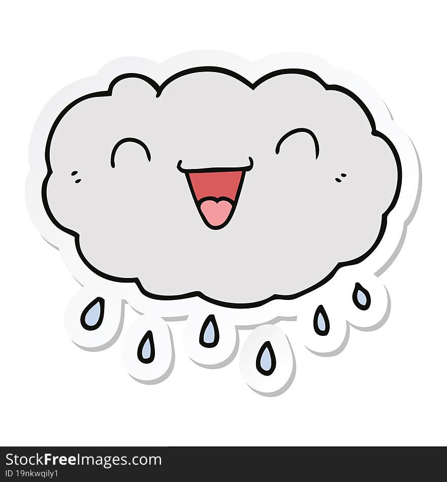 sticker of a happy cartoon cloud