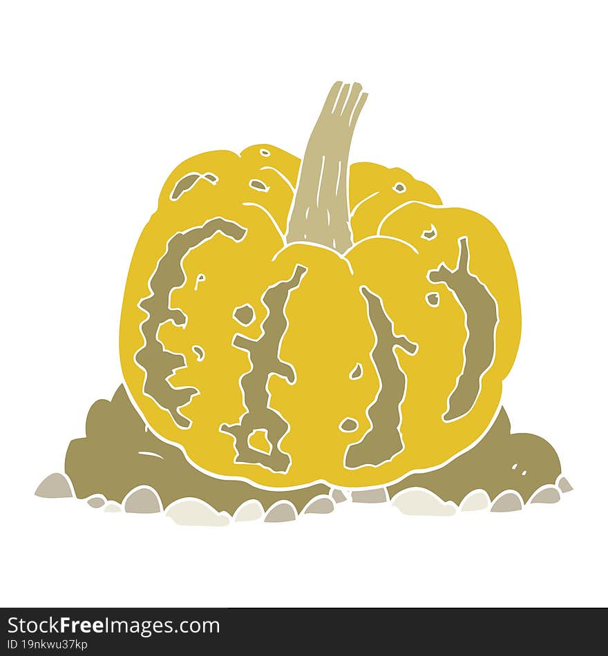 Flat Color Illustration Of A Cartoon Squash