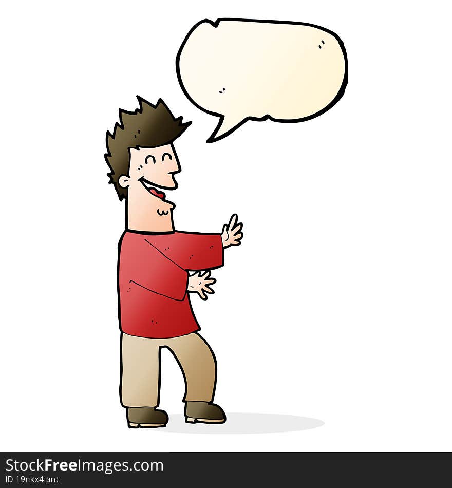 cartoon laughing man with speech bubble