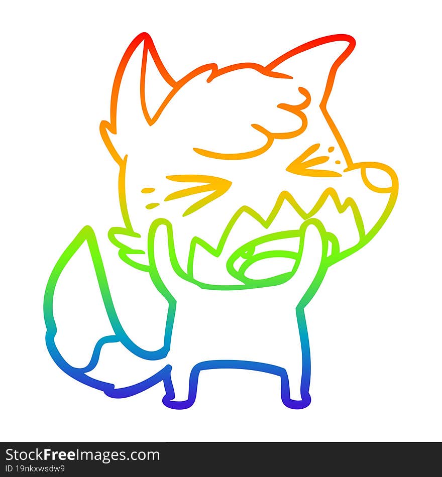 rainbow gradient line drawing angry cartoon fox