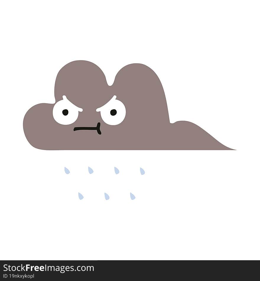 Flat Color Retro Cartoon Storm Rain Cloud