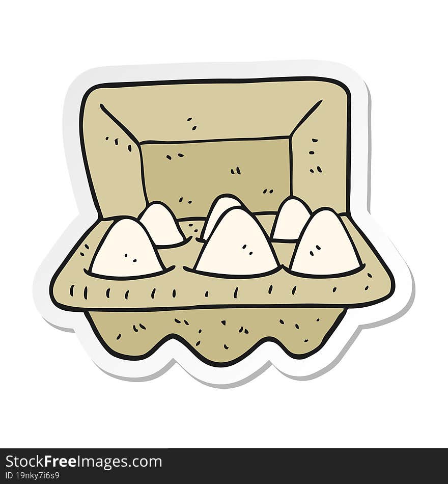 sticker of a cartoon eggs in box