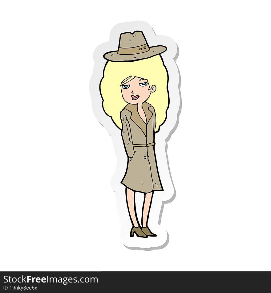 sticker of a cartoon female spy