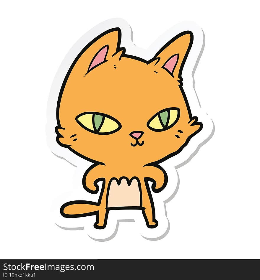 sticker of a cartoon cat staring