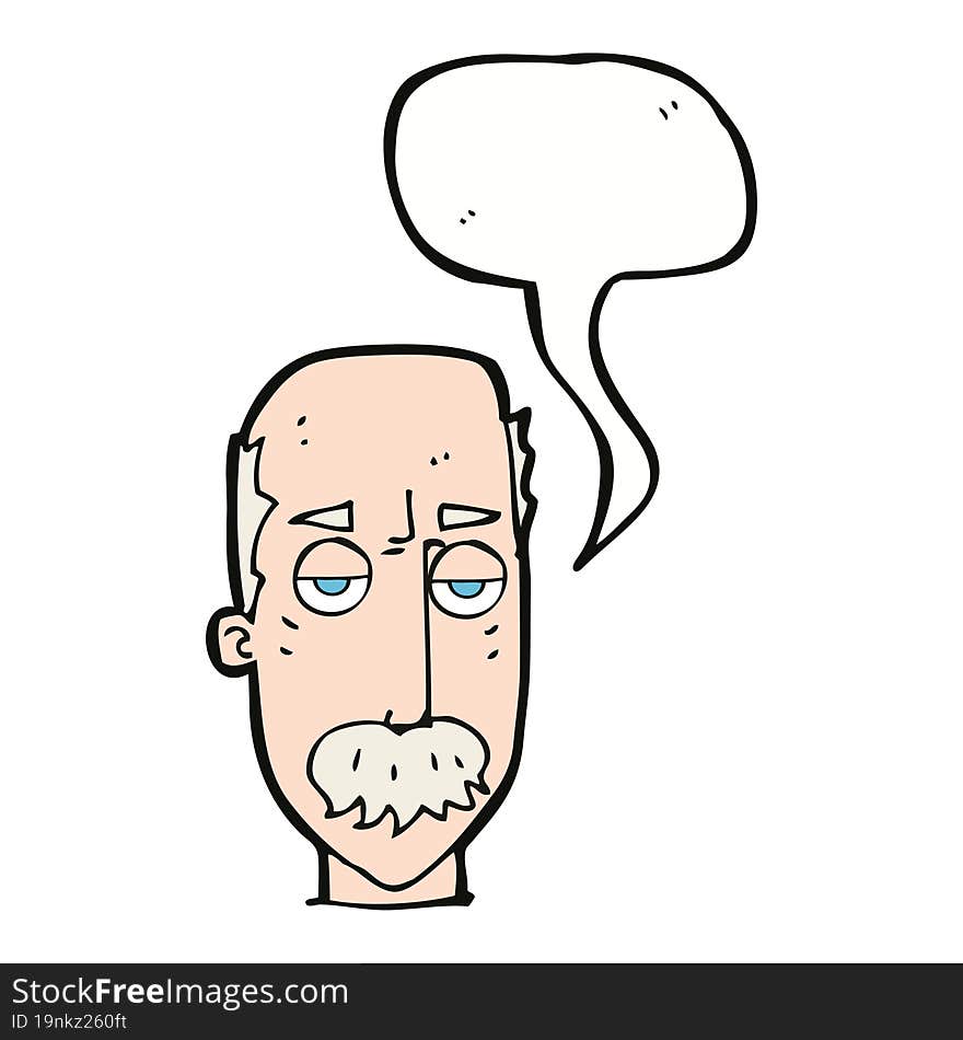 cartoon bored old man with speech bubble