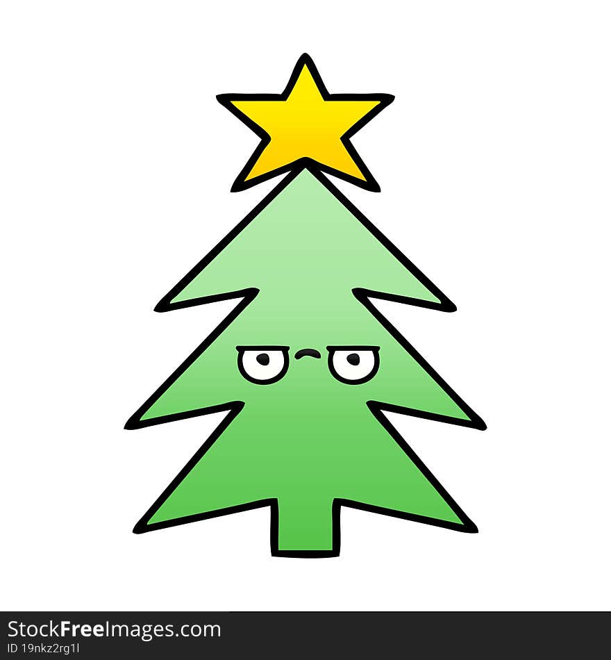 gradient shaded cartoon of a christmas tree