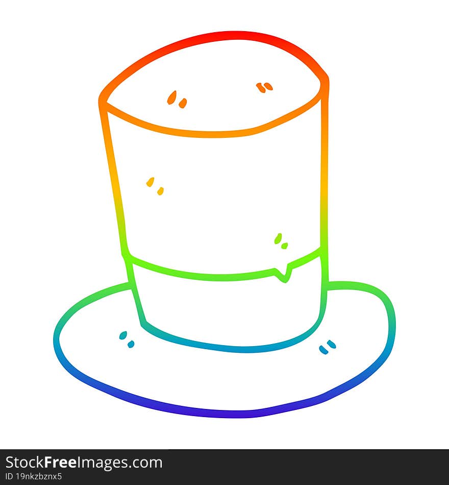 Rainbow Gradient Line Drawing Cartoon Top Hat