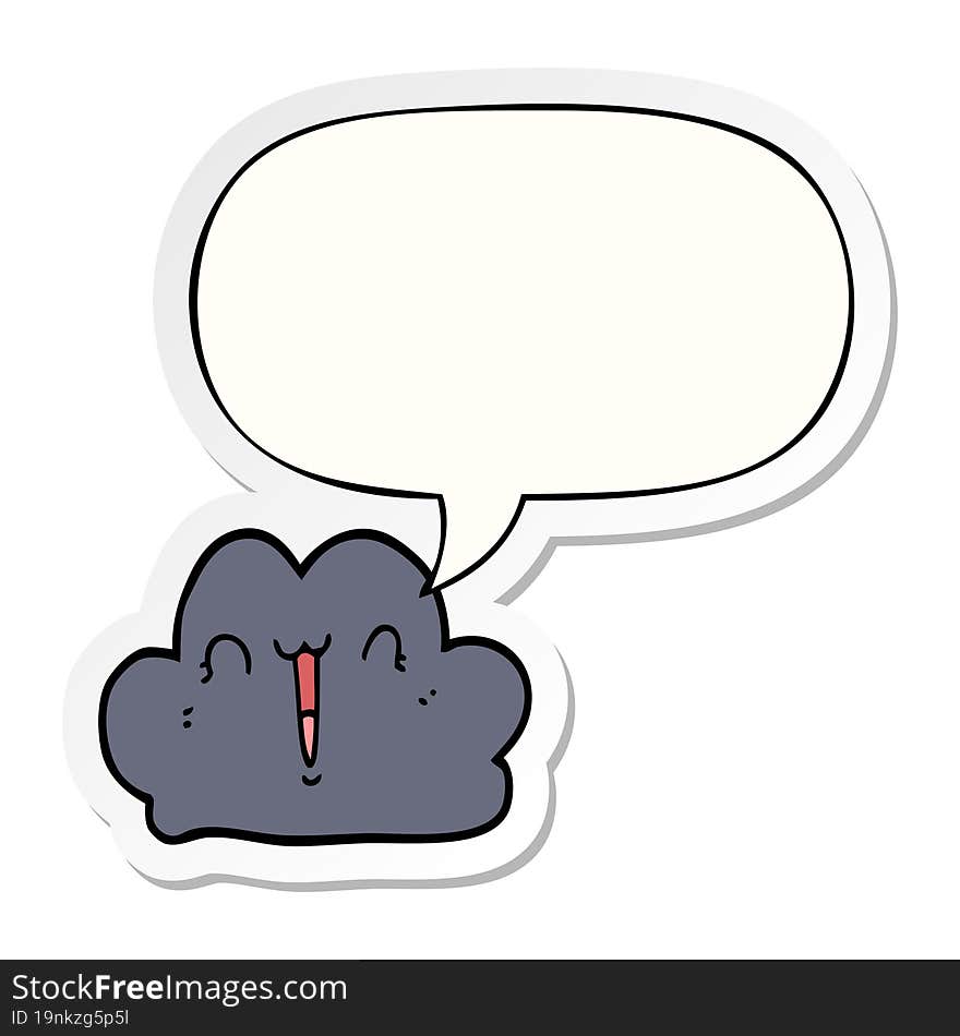 cute cartoon cloud and speech bubble sticker