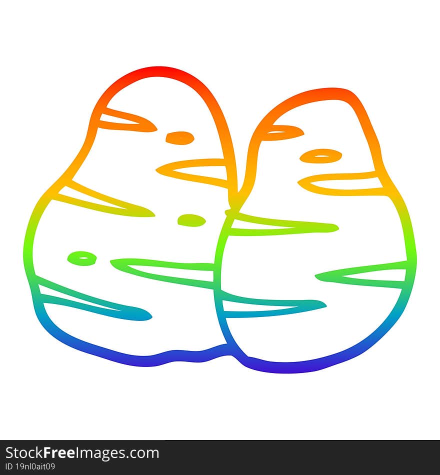 rainbow gradient line drawing of a cartoon potatoes