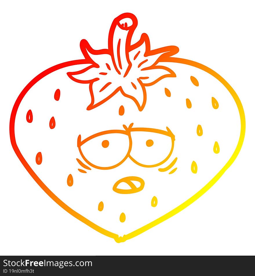 Warm Gradient Line Drawing Cartoon Strawberry