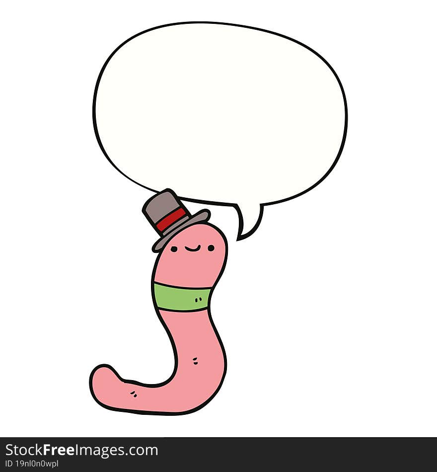 cute cartoon worm with speech bubble. cute cartoon worm with speech bubble