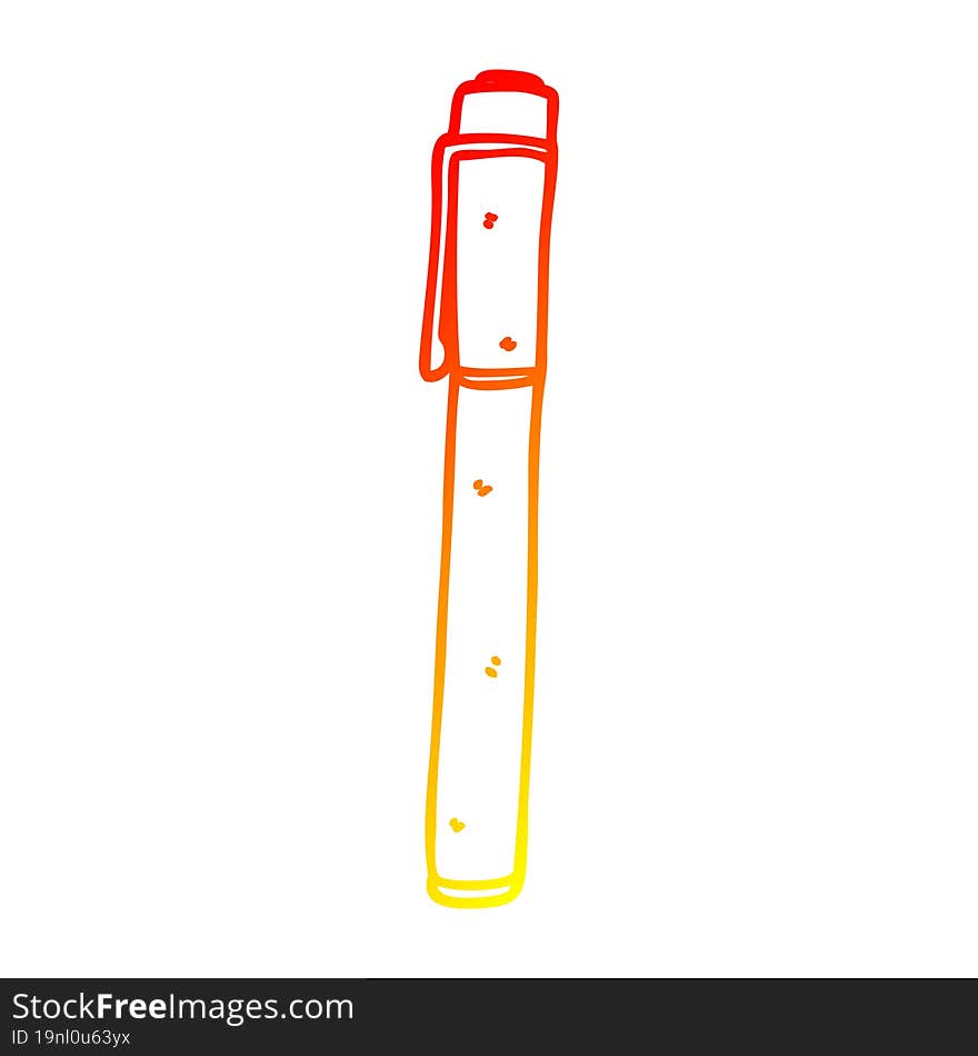 Warm Gradient Line Drawing Cartoon Fountain Pen