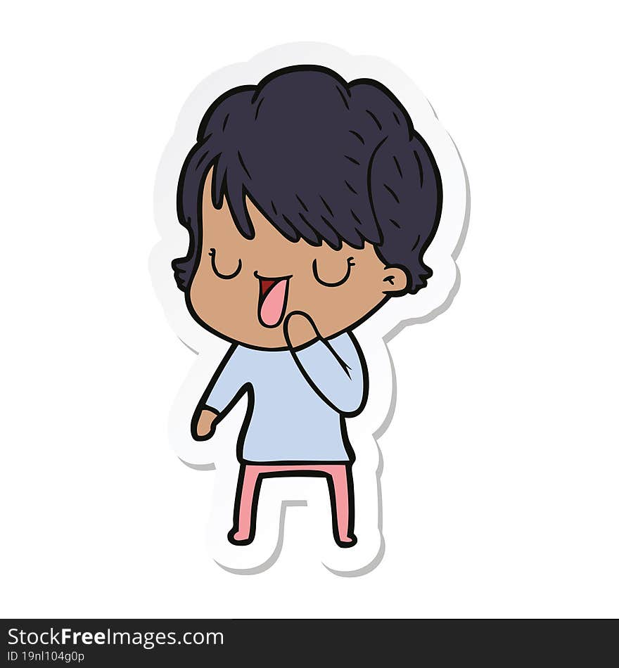 sticker of a cartoon woman talking