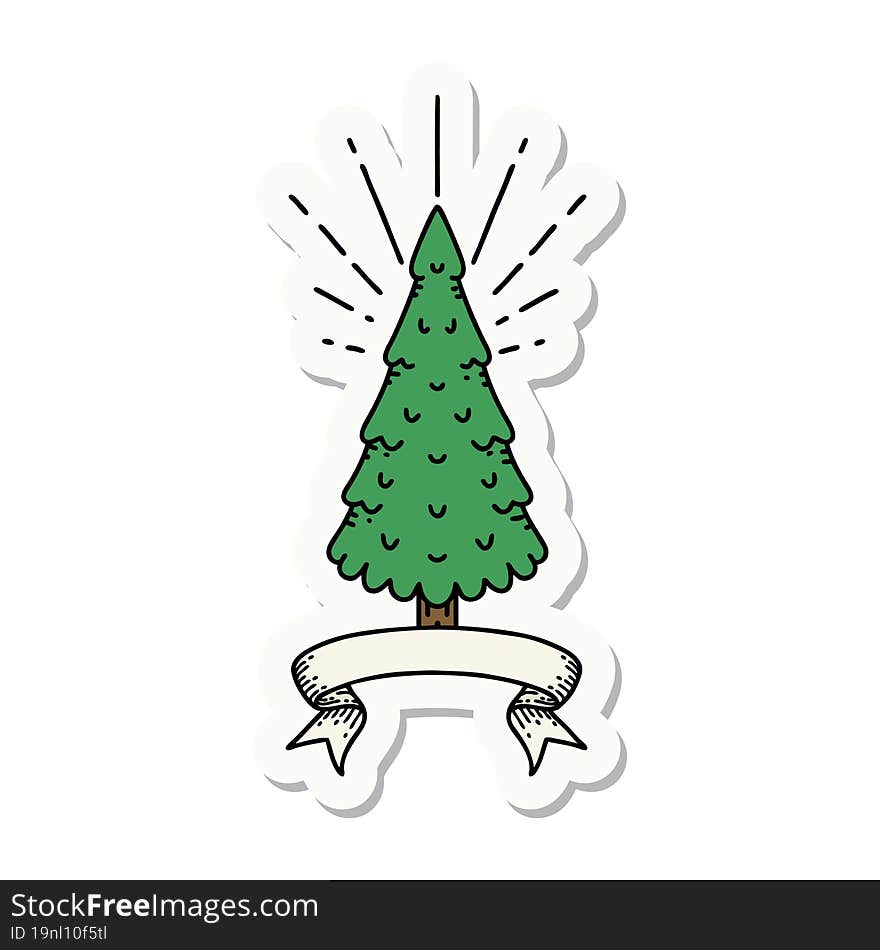 sticker of tattoo style pine tree