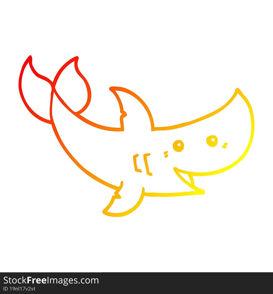 warm gradient line drawing cartoon shark