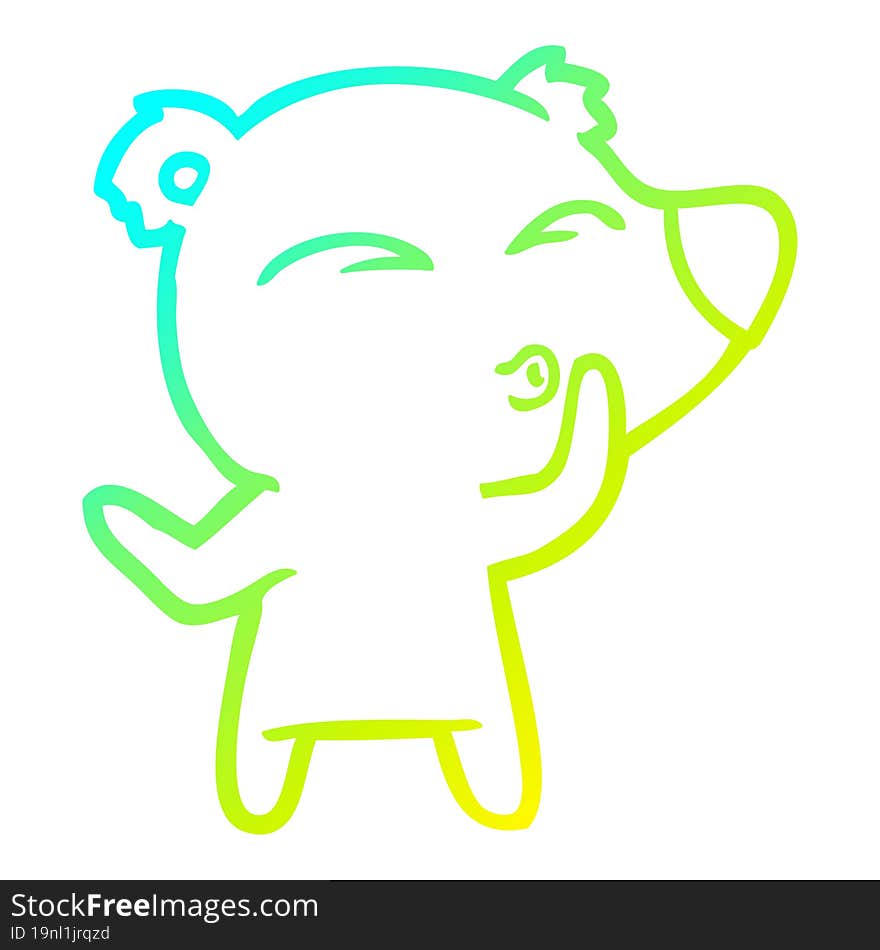 cold gradient line drawing cartoon whistling bear