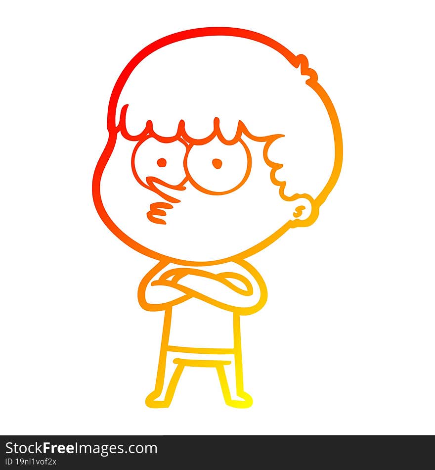 warm gradient line drawing cartoon curious boy