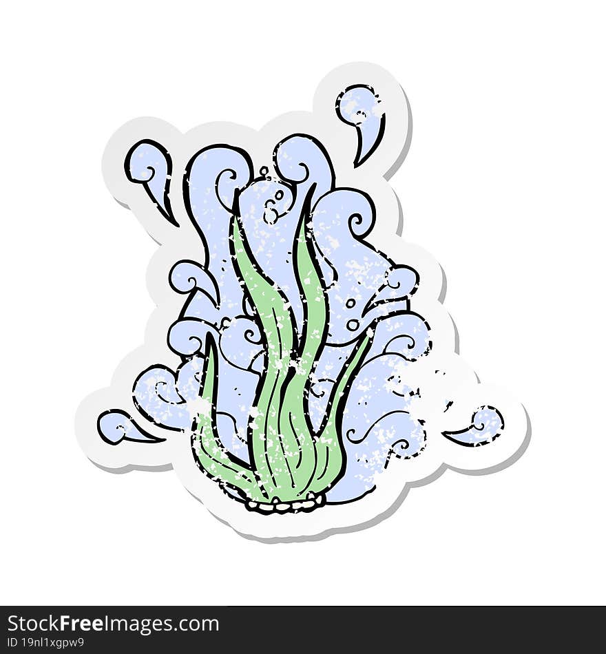 Retro Distressed Sticker Of A Cartoon Seaweed