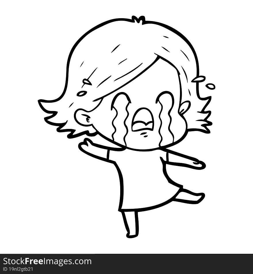 cartoon woman crying. cartoon woman crying