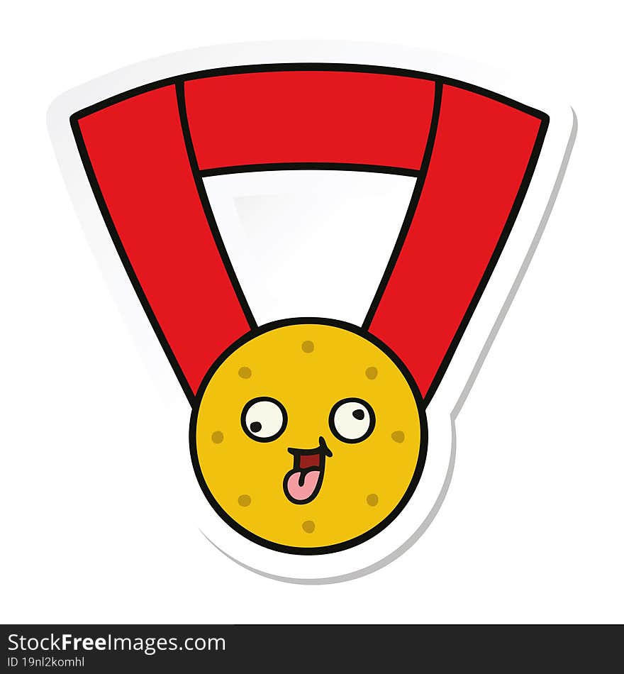 Sticker Of A Cute Cartoon Gold Medal