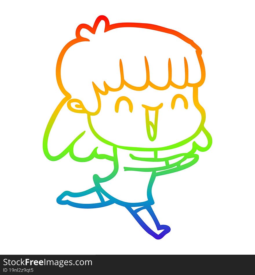 rainbow gradient line drawing of a cartoon woman