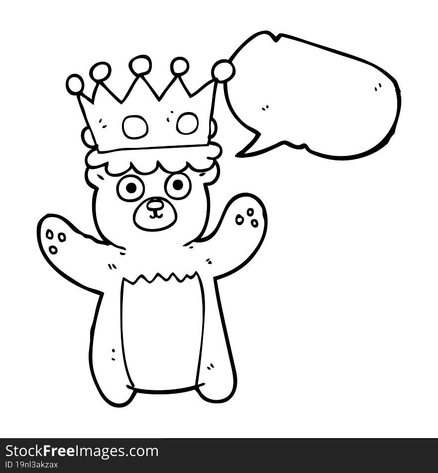 speech bubble cartoon teddy bear wearing crown