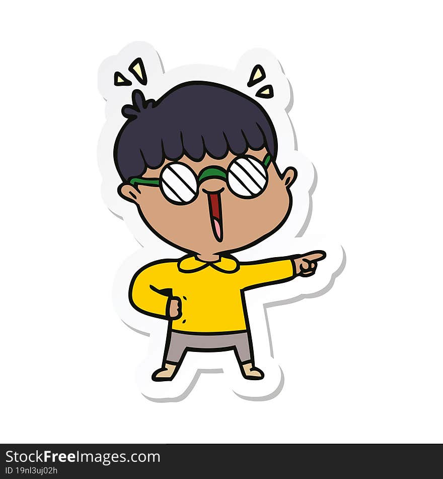 sticker of a cartoon boy wearing spectacles