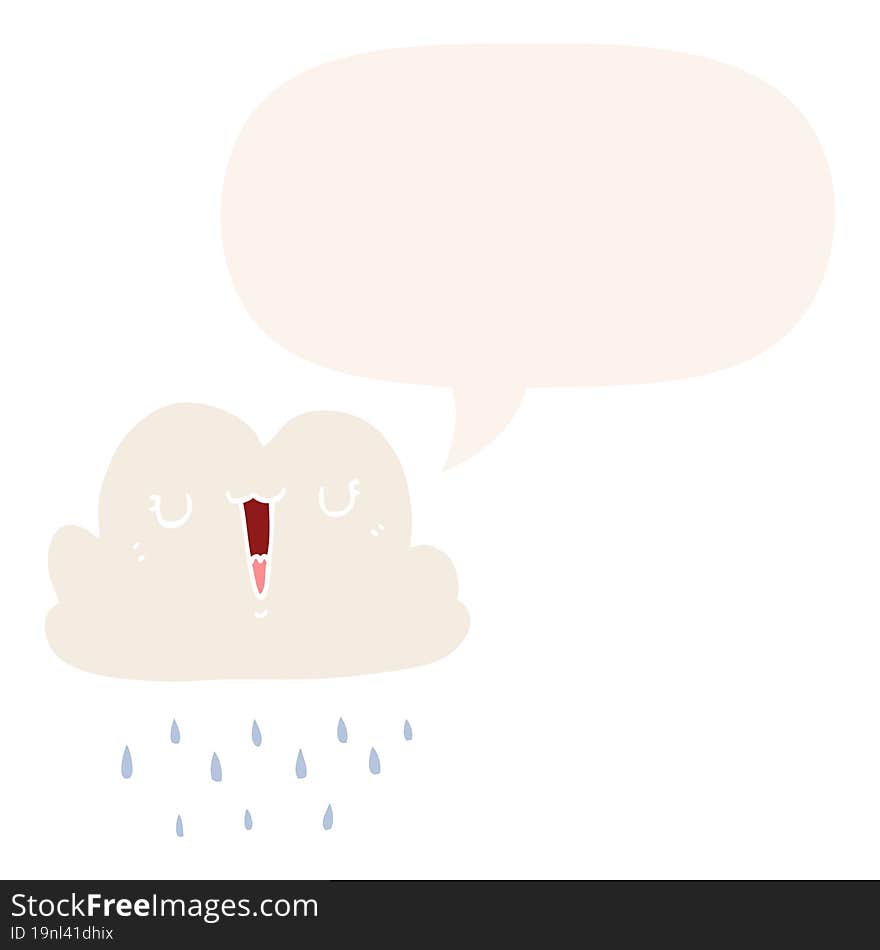 Cartoon Storm Cloud And Speech Bubble In Retro Style