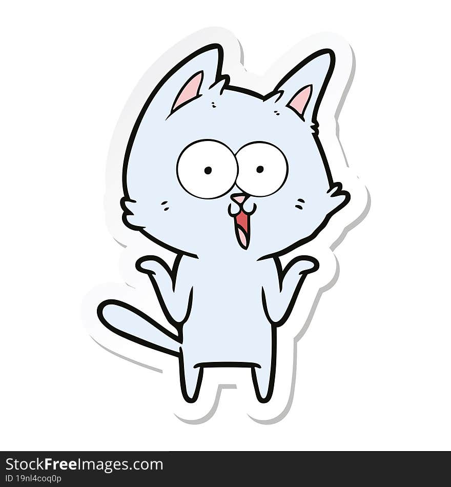 sticker of a funny cartoon cat