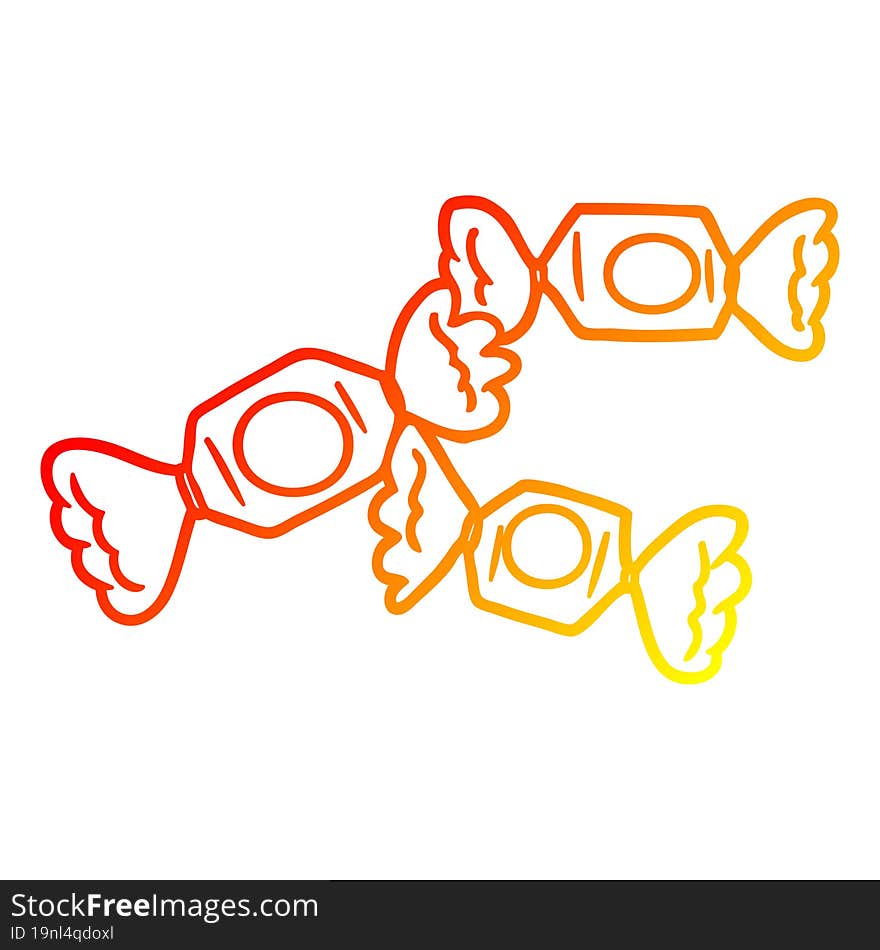 warm gradient line drawing cartoon wrapped candy