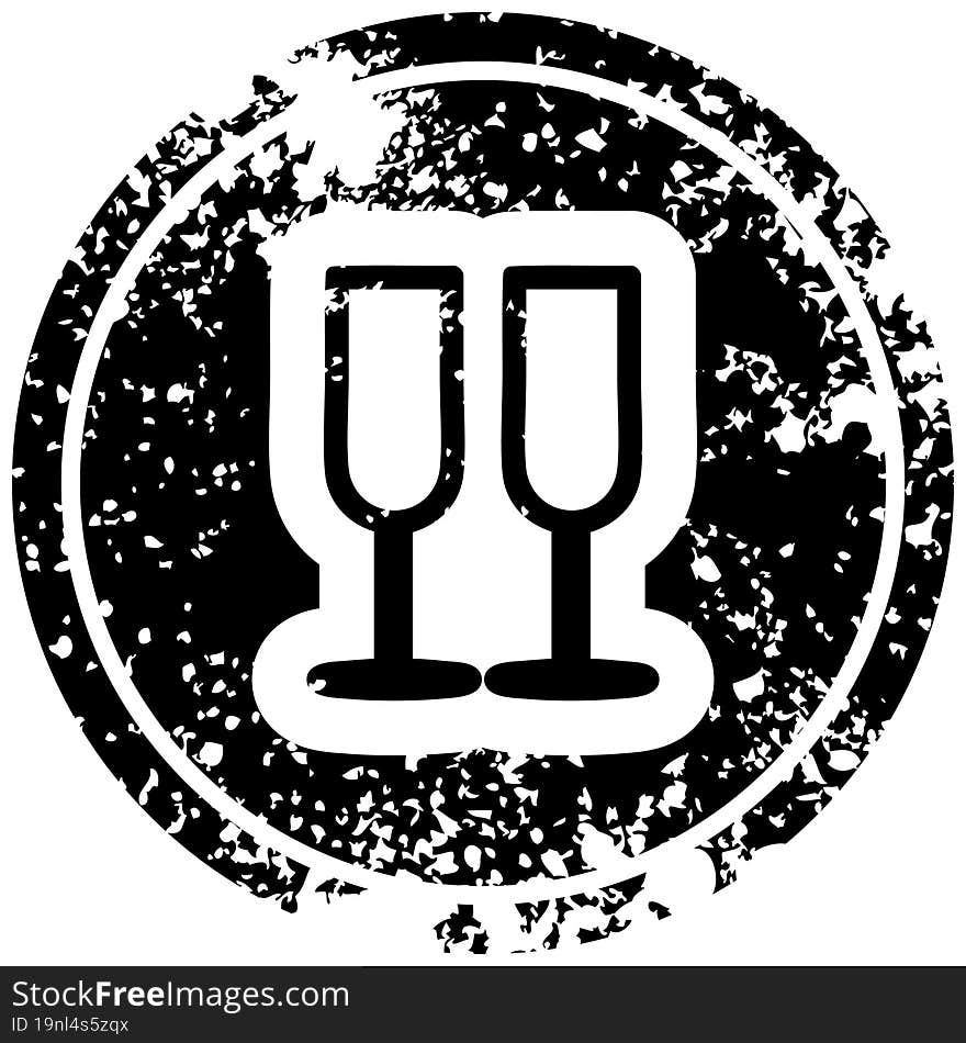 champagne glasses distressed icon