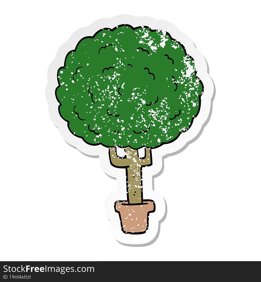 distressed sticker of a cartoon tree