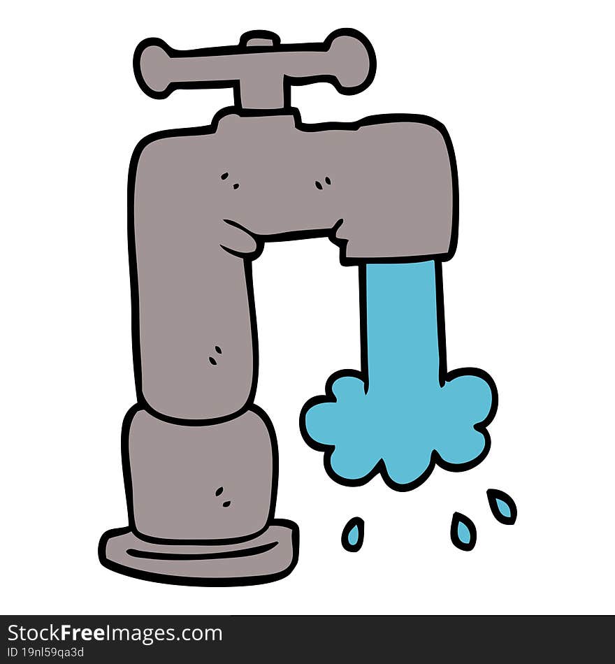 cartoon doodle running faucet