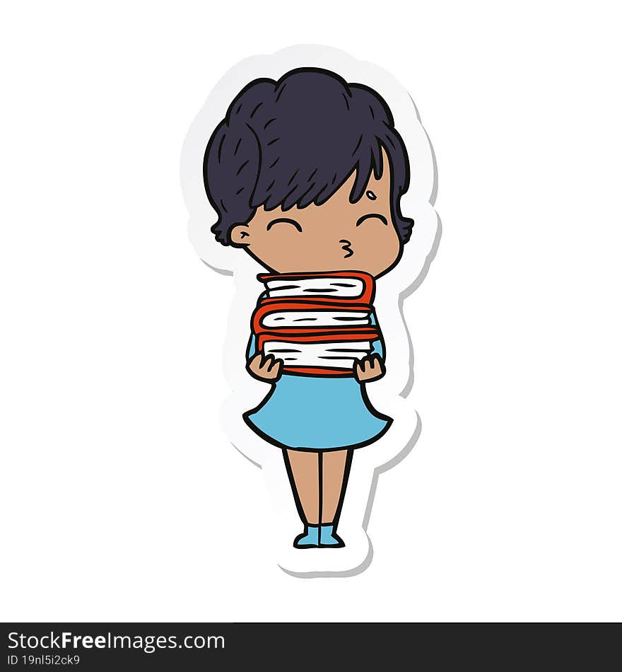 sticker of a cartoon woman thinking