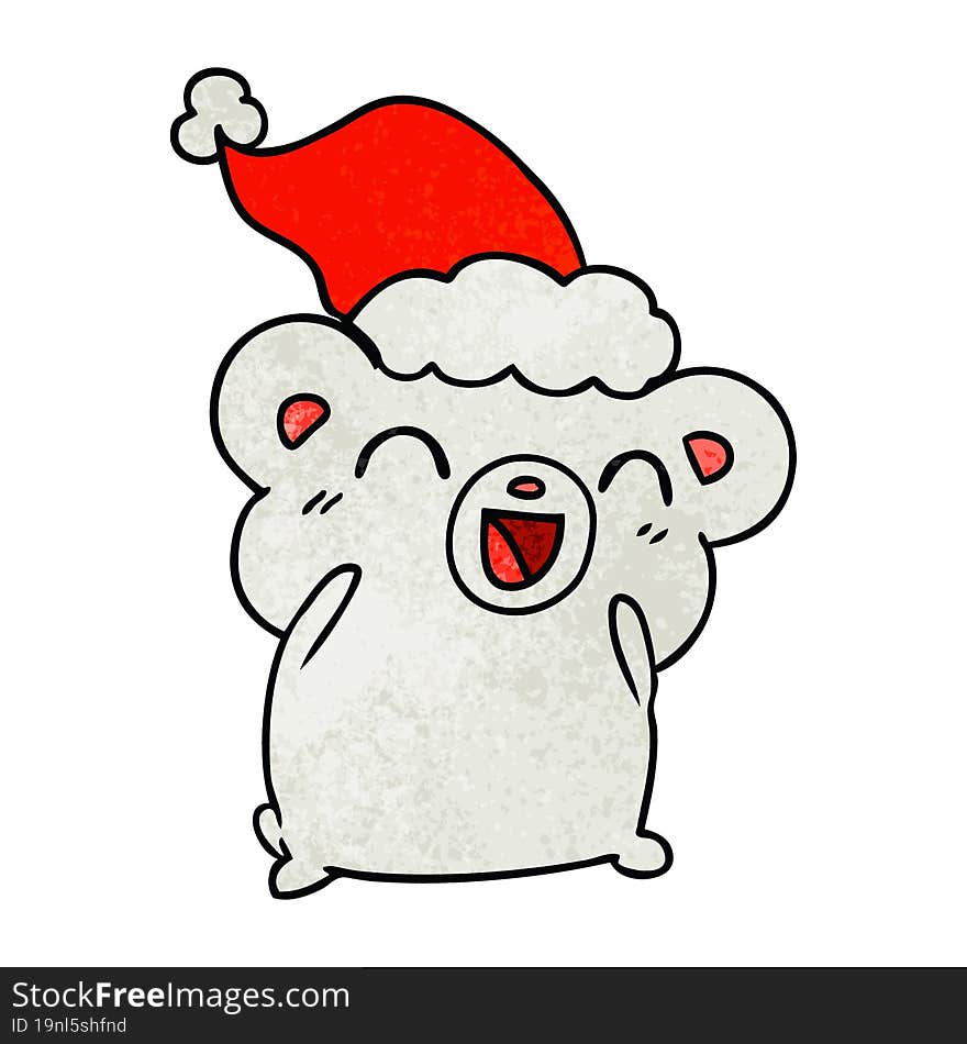 Christmas Textured Cartoon Of Kawaii Polar Bear