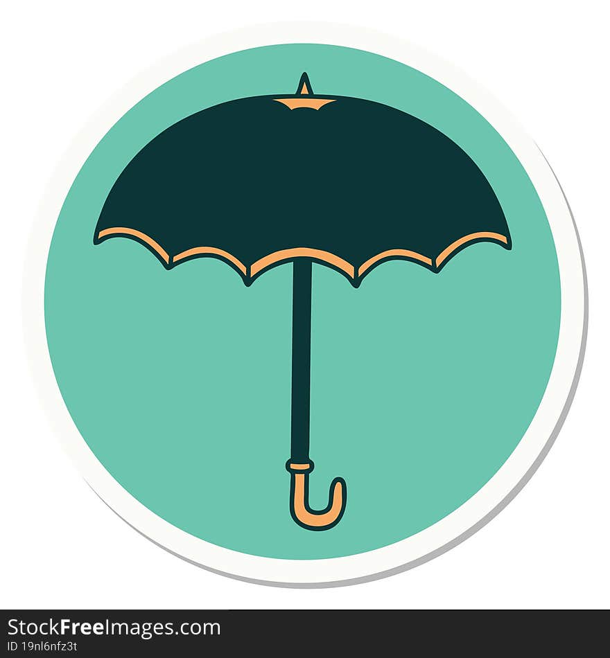 tattoo style sticker of an umbrella