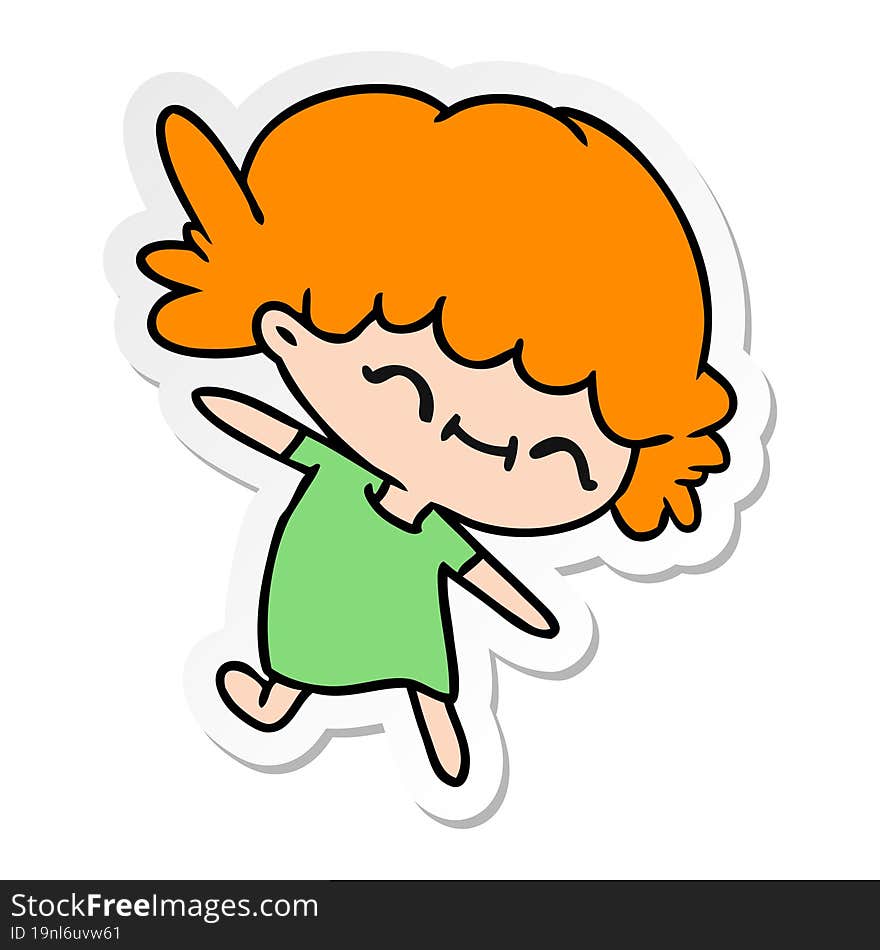 sticker cartoon of cute kawaii girl