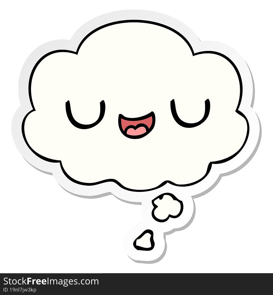 cute cartoon face with thought bubble as a printed sticker