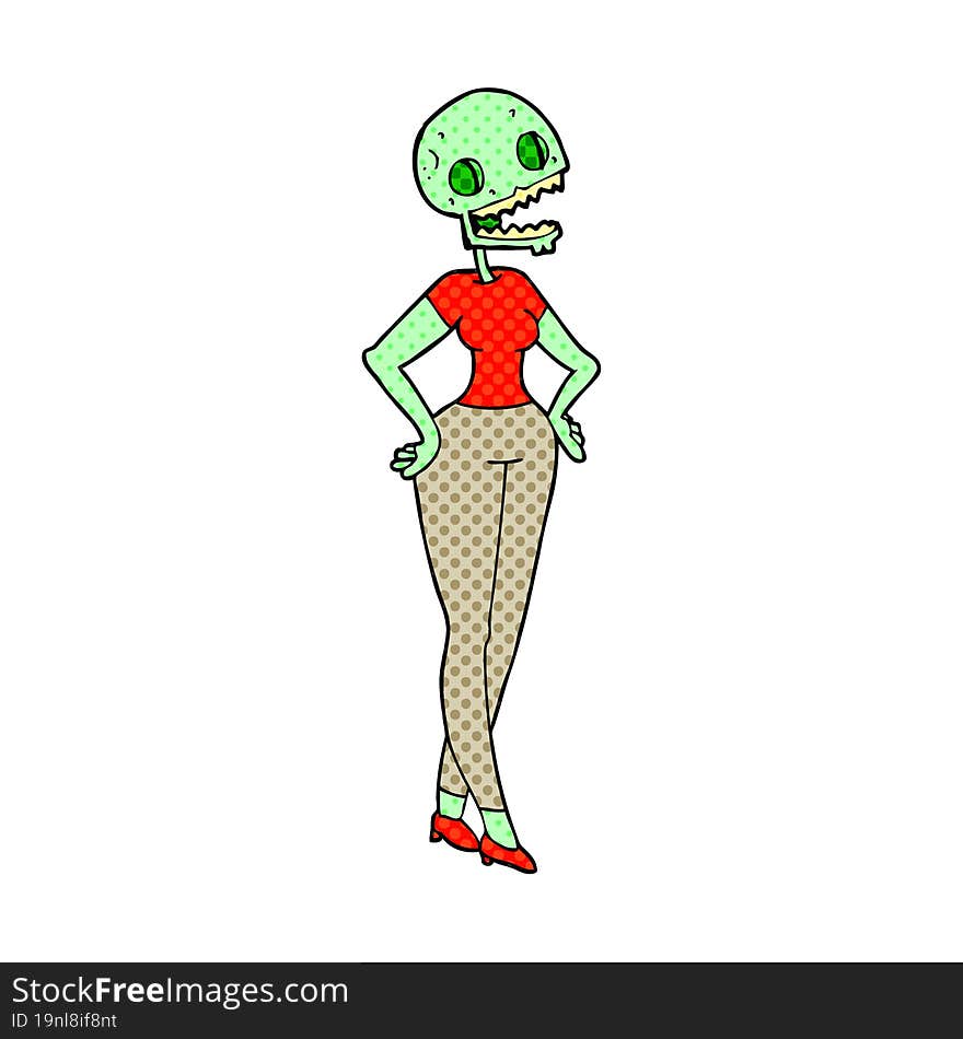 cartoon zombie woman