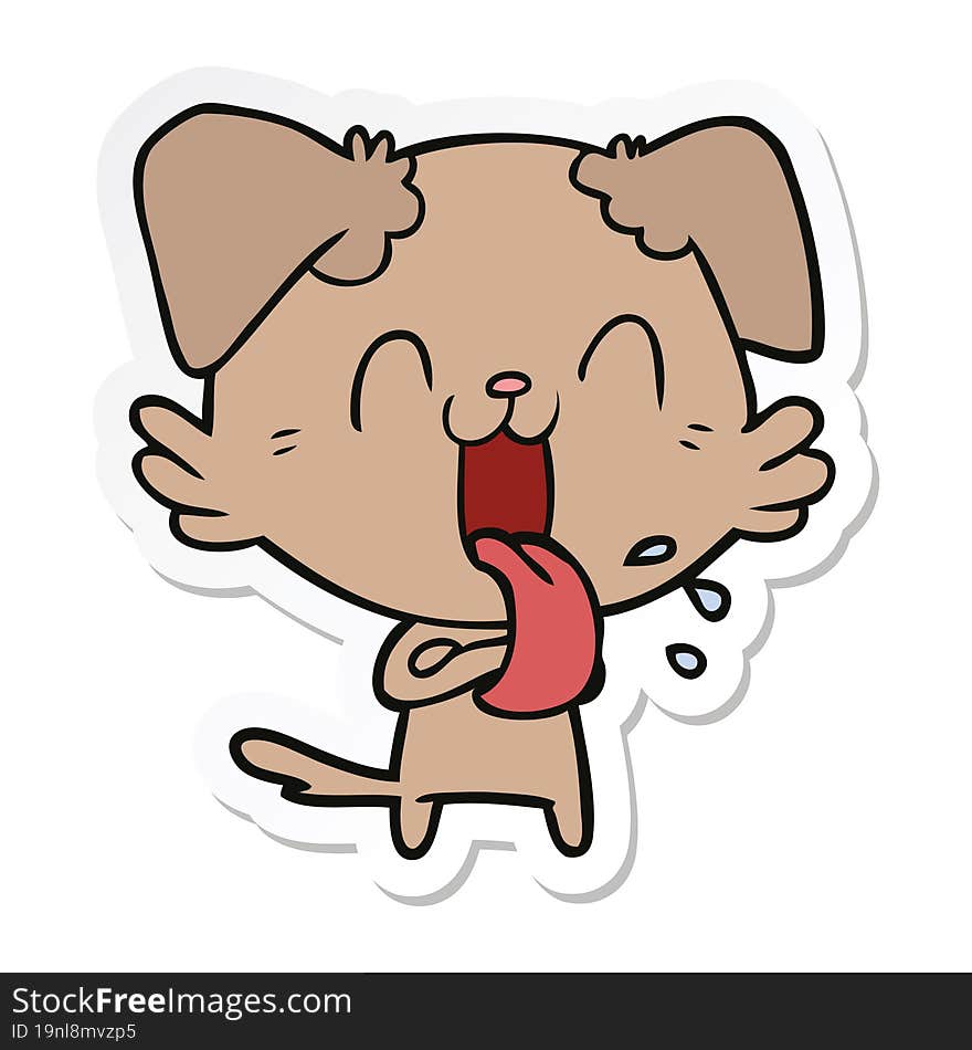 sticker of a cartoon panting dog