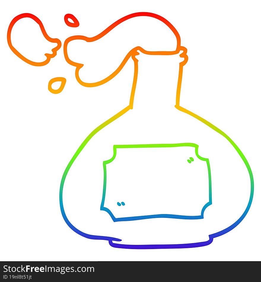 rainbow gradient line drawing of a cartoon potion bottle