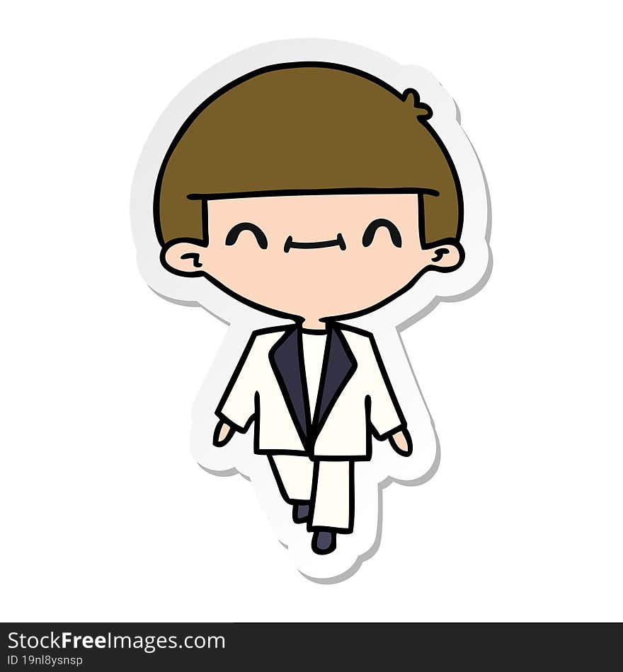 sticker cartoon of cute kawaii boy in suit