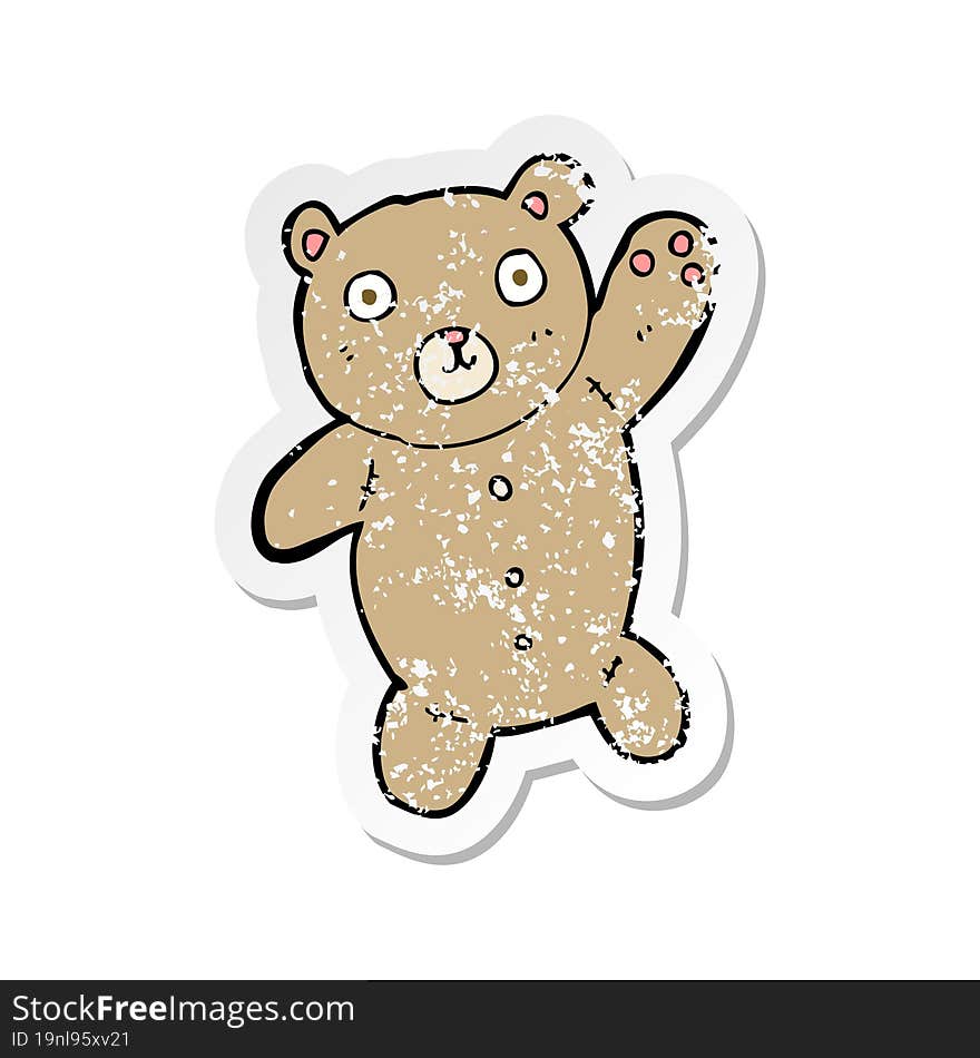 retro distressed sticker of a cartoon cute teddy bear