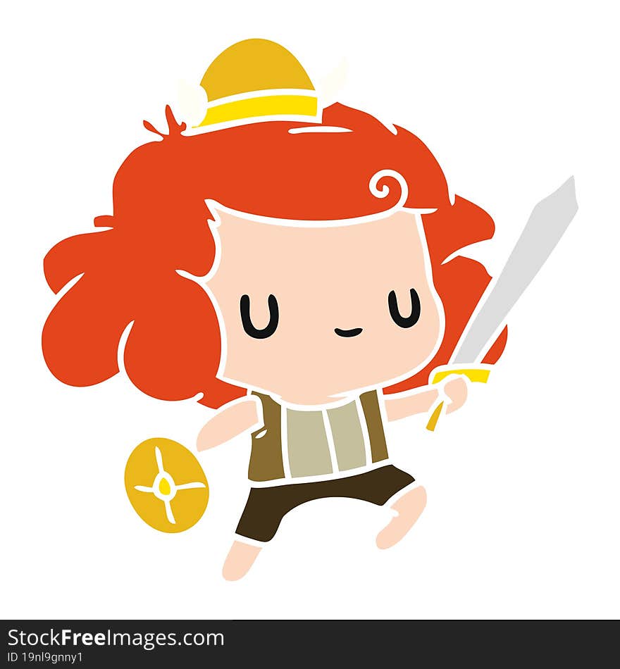 cartoon illustration kawaii cute viking child. cartoon illustration kawaii cute viking child