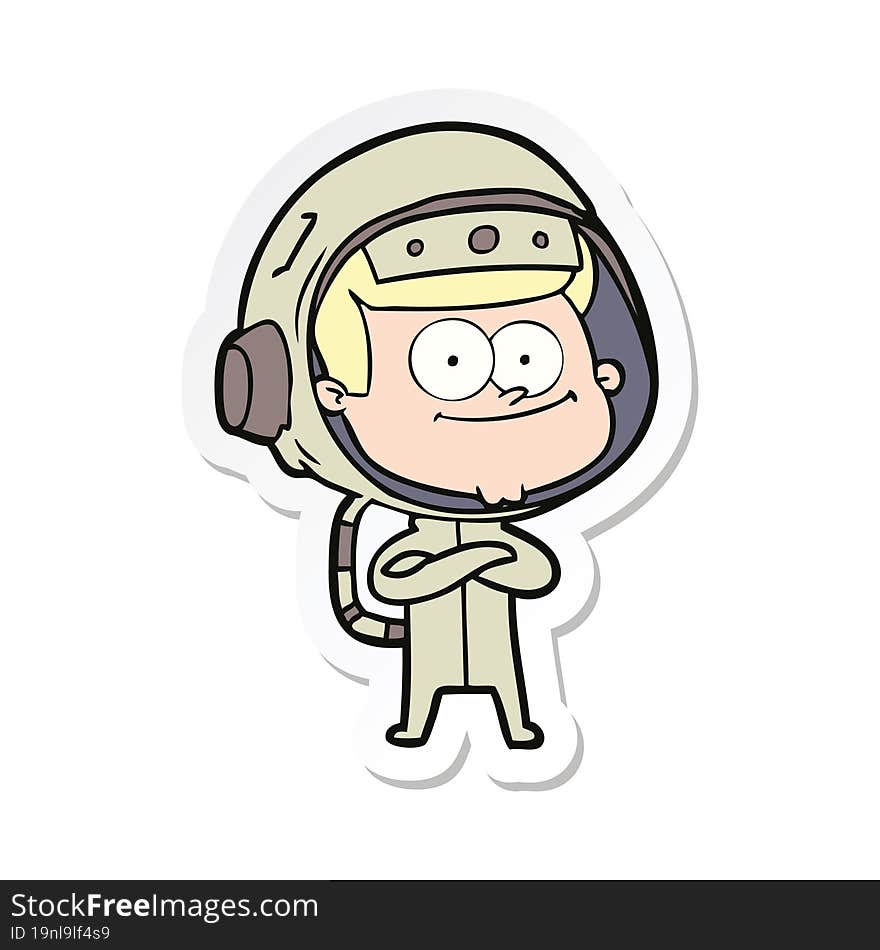 sticker of a happy astronaut cartoon