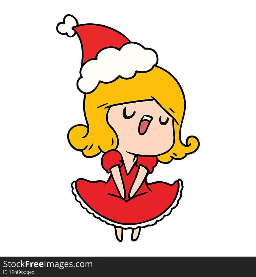 hand drawn christmas cartoon of kawaii girl