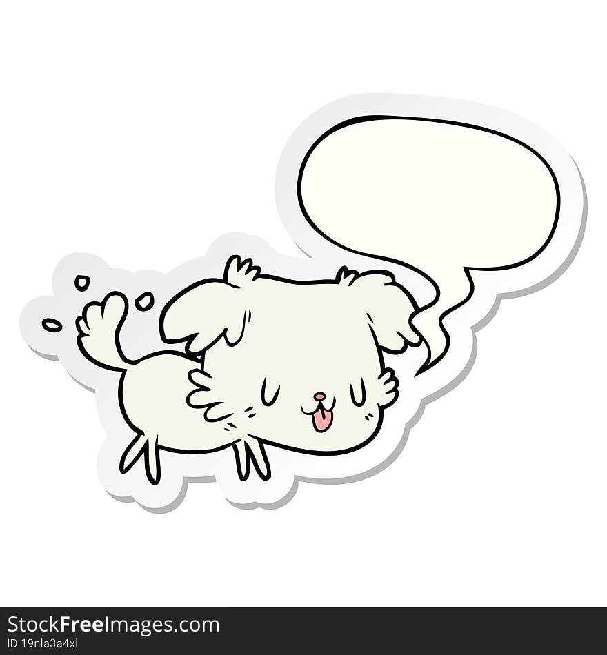 Cute Cartoon Dog Wagging Tail And Speech Bubble Sticker