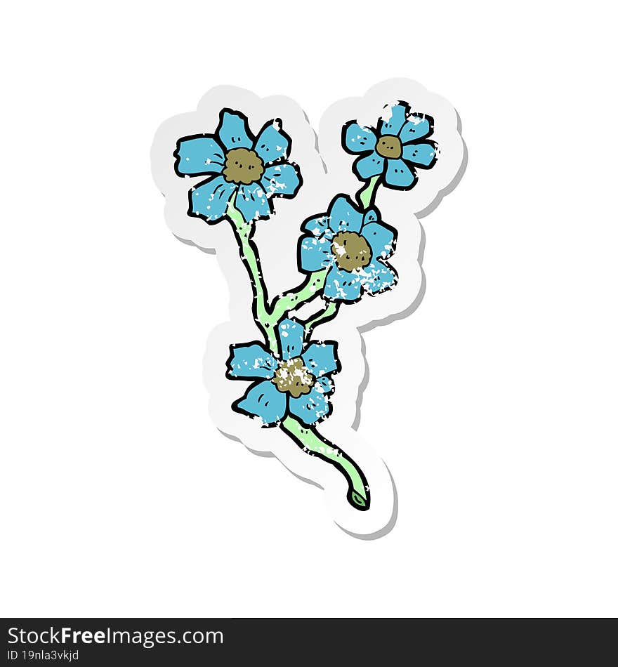 retro distressed sticker of a cartoon flowers