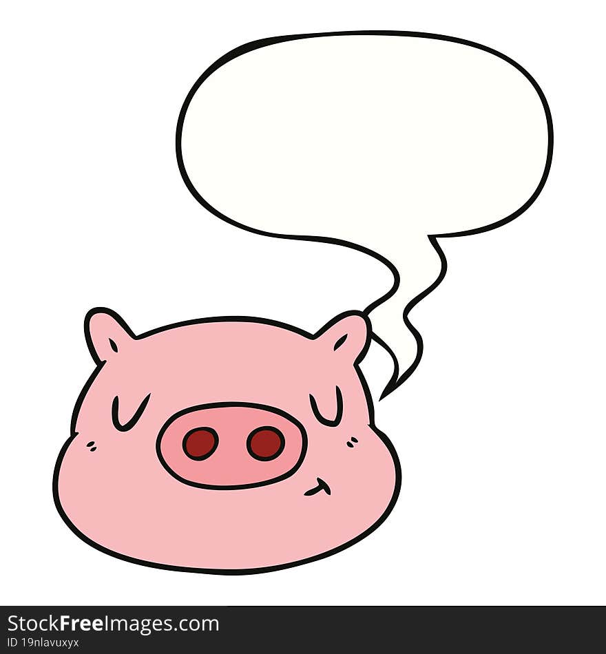 cartoon pig face and speech bubble