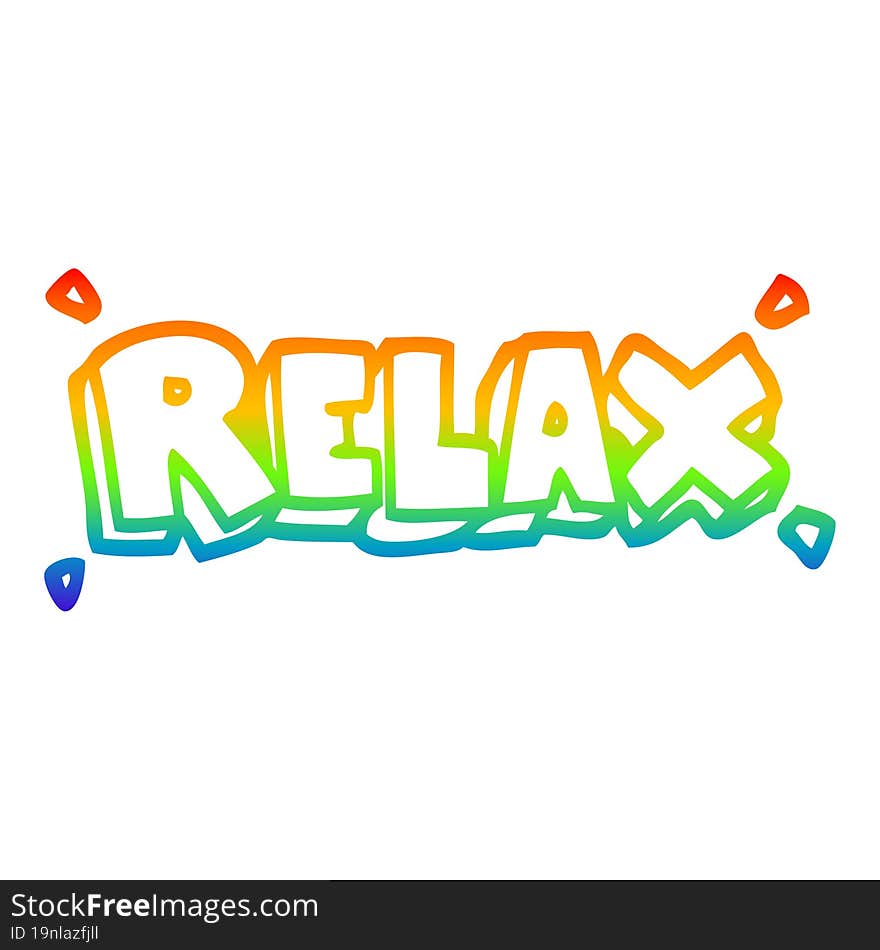 Rainbow Gradient Line Drawing Cartoon Relax Symbol